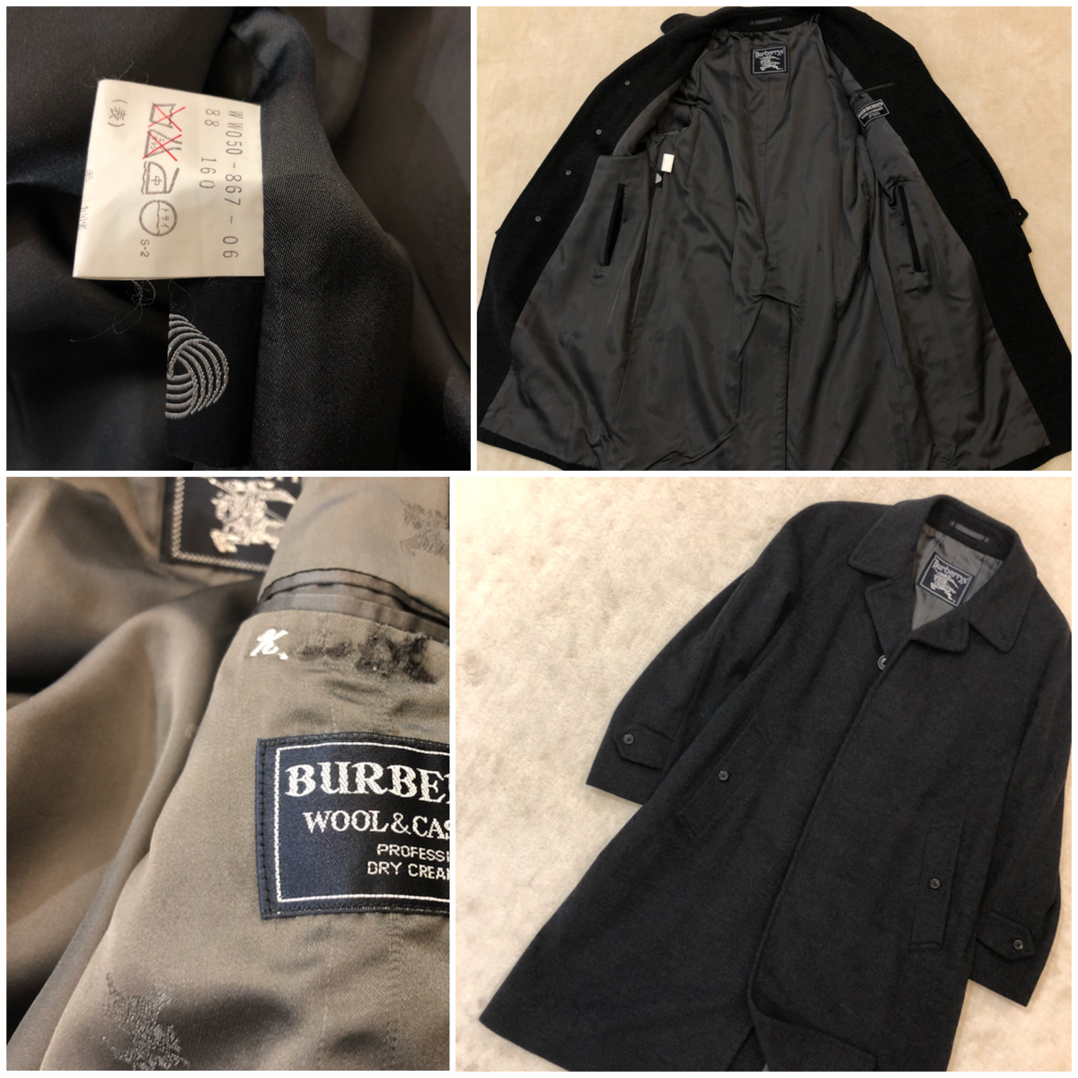 良品!! Burberrys カシミヤ混 高級 ステンカラー コート（160 