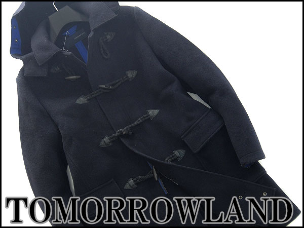 美品 トゥモローランド 厚手メルトンダッフルコートM紺★J31401