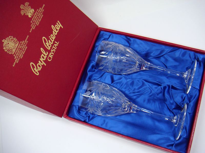 新品未使用品　ロイヤルブライアリー　royal brierley　英国王室御用達　ワイングラス　2客　箱付き