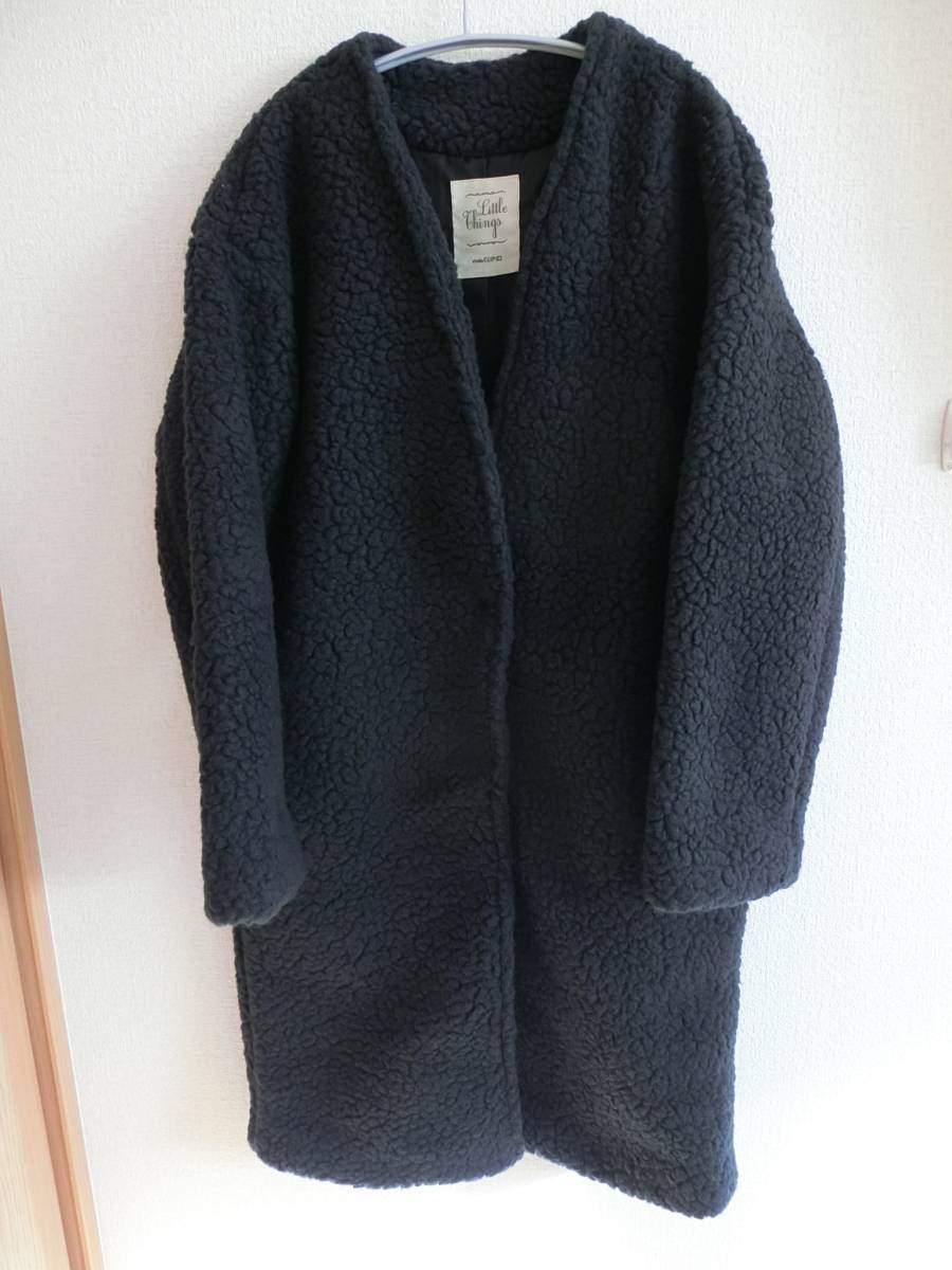 studio CLIP スタジオクリップ　エアリーボアノーカラーコート　チャコール