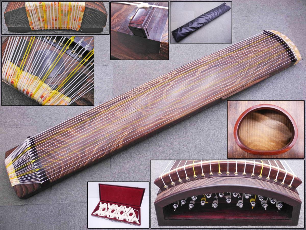 お琴 箏 琴 十七弦琴 17弦琴 和楽器 弦楽器 琴 箏 全長約215cm 琴柱 チューニング用ハンドル ソフトケース 付き 十七絃 17弦 ...