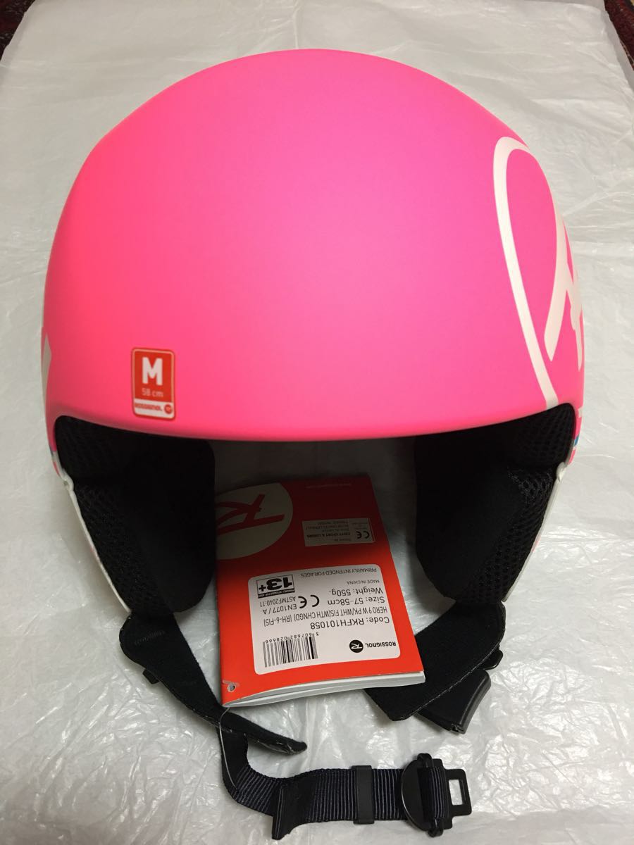【美品】未使用、ロシニョール、レーシングヘルメット、～58cm、FIS対応、純正の袋付き、チンガード付き、取説付き、HERO 9
