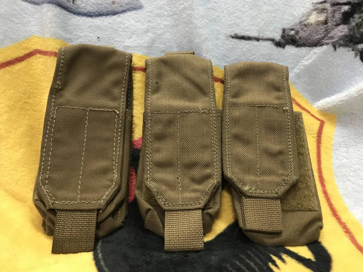 沖縄米軍 40mmグレネードポーチ3個セット コヨーテ 中古 海兵隊 海軍 USMC crye 5.11 M4 M16 M1911 P226 MP5 G36