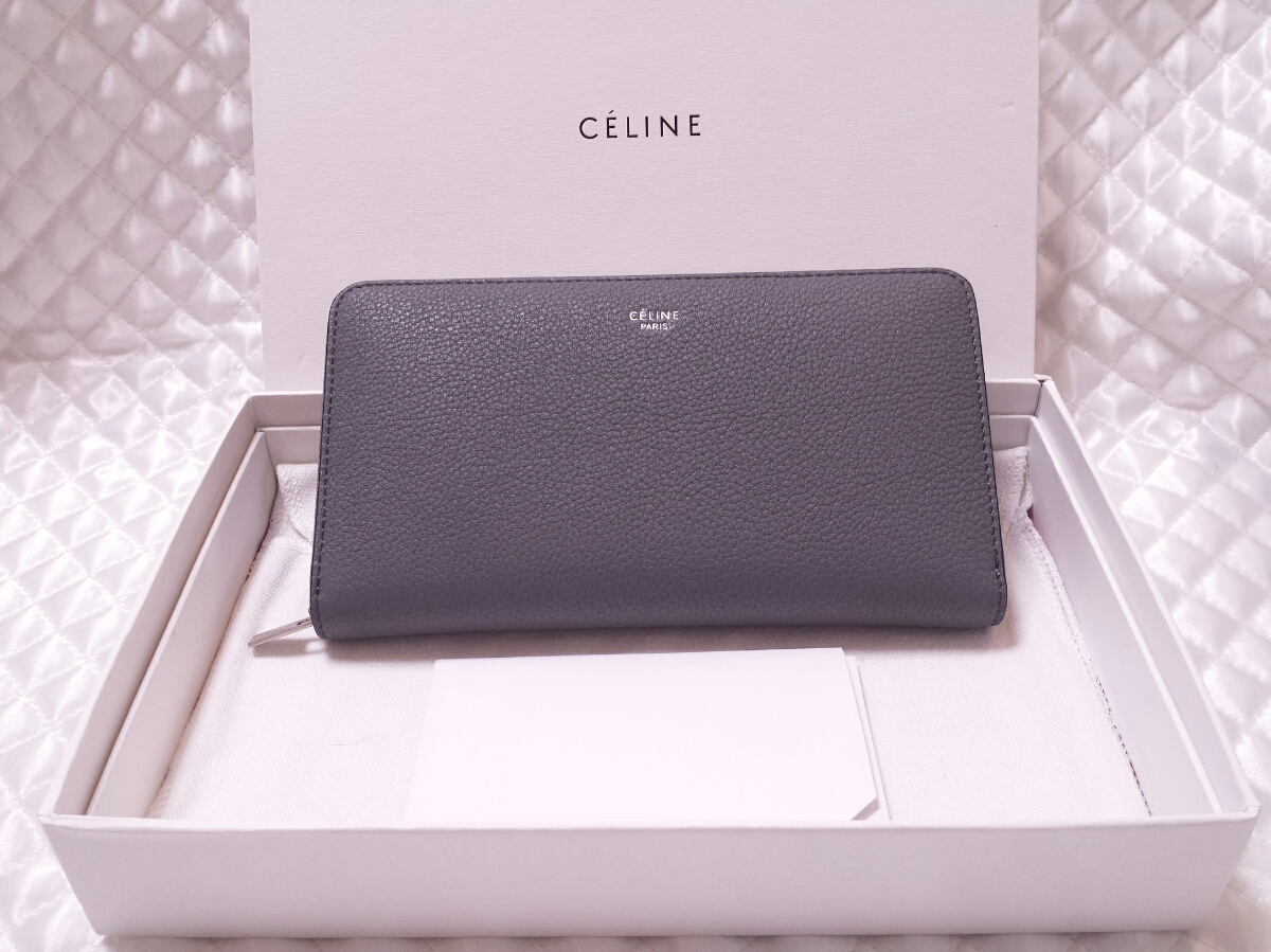 CELINE MADE IN ITALY セリーヌ ラウンド長財布 グレーロング 