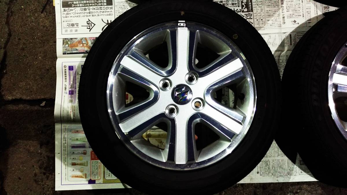 値下げ！新車外し！スズキエブリイワゴン純正アルミタイヤ4本セット 