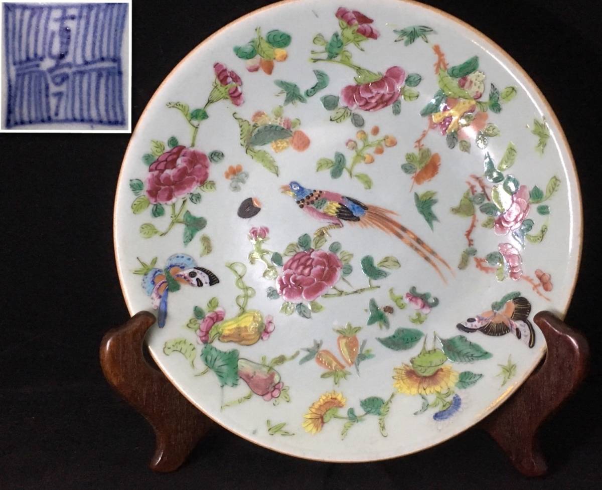 Yahoo!オークション 中国陶磁器・清朝期保証！花鳥図粉彩磁器絵付豪華 