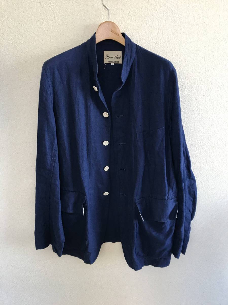 HAVERSACK HARVERSACK リネン ノーカラージャケット ネイビー