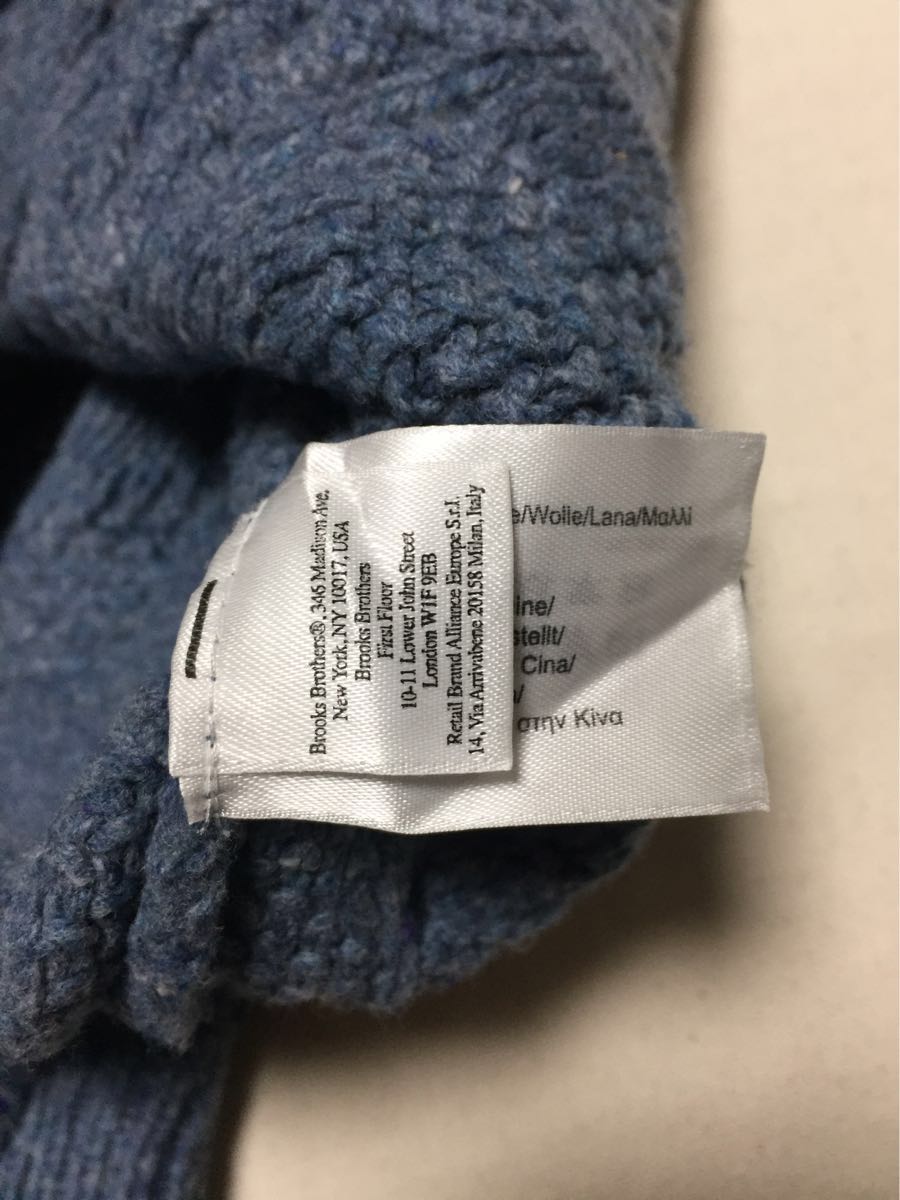 米国製 美品 ブルックスブラザーズ BROOKS BROTHERS 「Saxxon Wool 上質サクソンメリノ羊 Brooks Brothers x SAXXON WOOL ケーブル編みハンドニットセーター -S- ブルックスブラザーズ