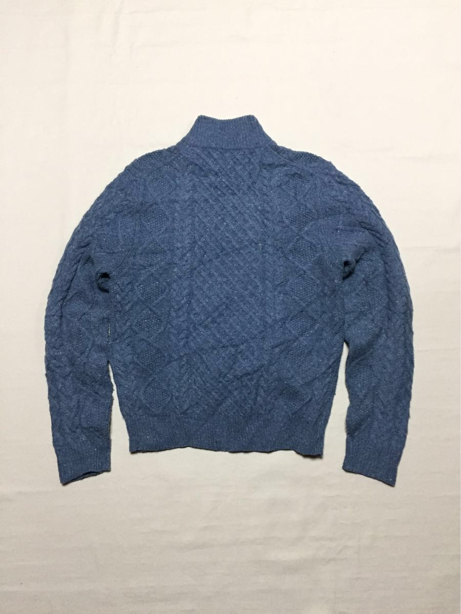 米国製 美品 ブルックスブラザーズ BROOKS BROTHERS 「Saxxon Wool 上質サクソンメリノ羊 Brooks Brothers x SAXXON WOOL ケーブル編みハンドニットセーター -S- ブルックスブラザーズ