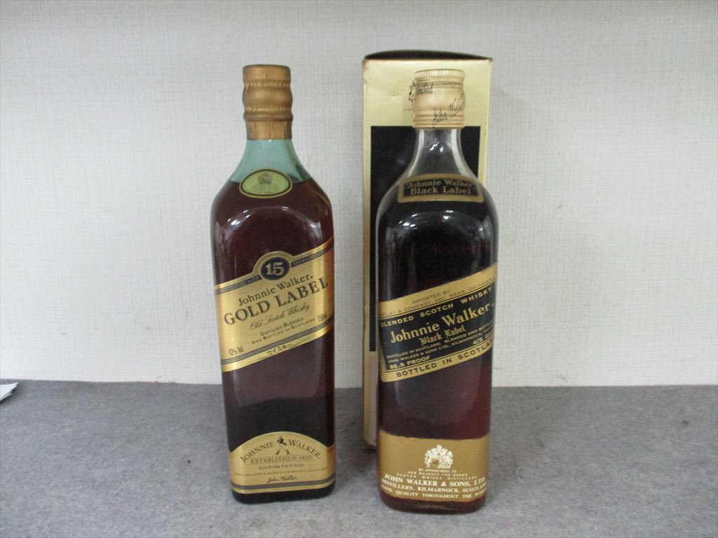 1305 GOLD LABEL/Black Label スコッチ2本セット Johnnie Label Walker