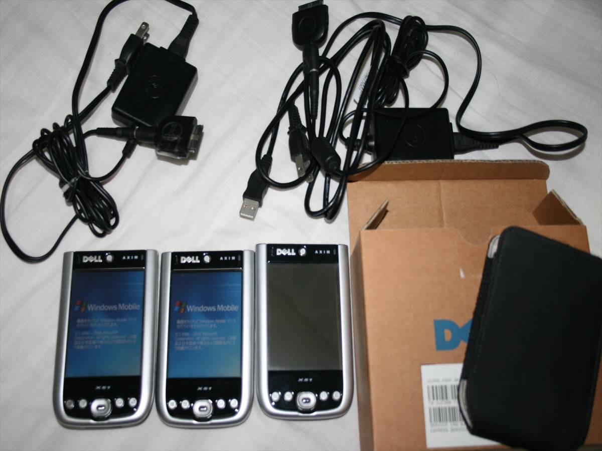 DELL AXIM X51 PDA Windows Mobile 3台セット　2台動作確認済み　1台はジャンク品　バッテリー2個，充電ケーブル2本，付属品付き
