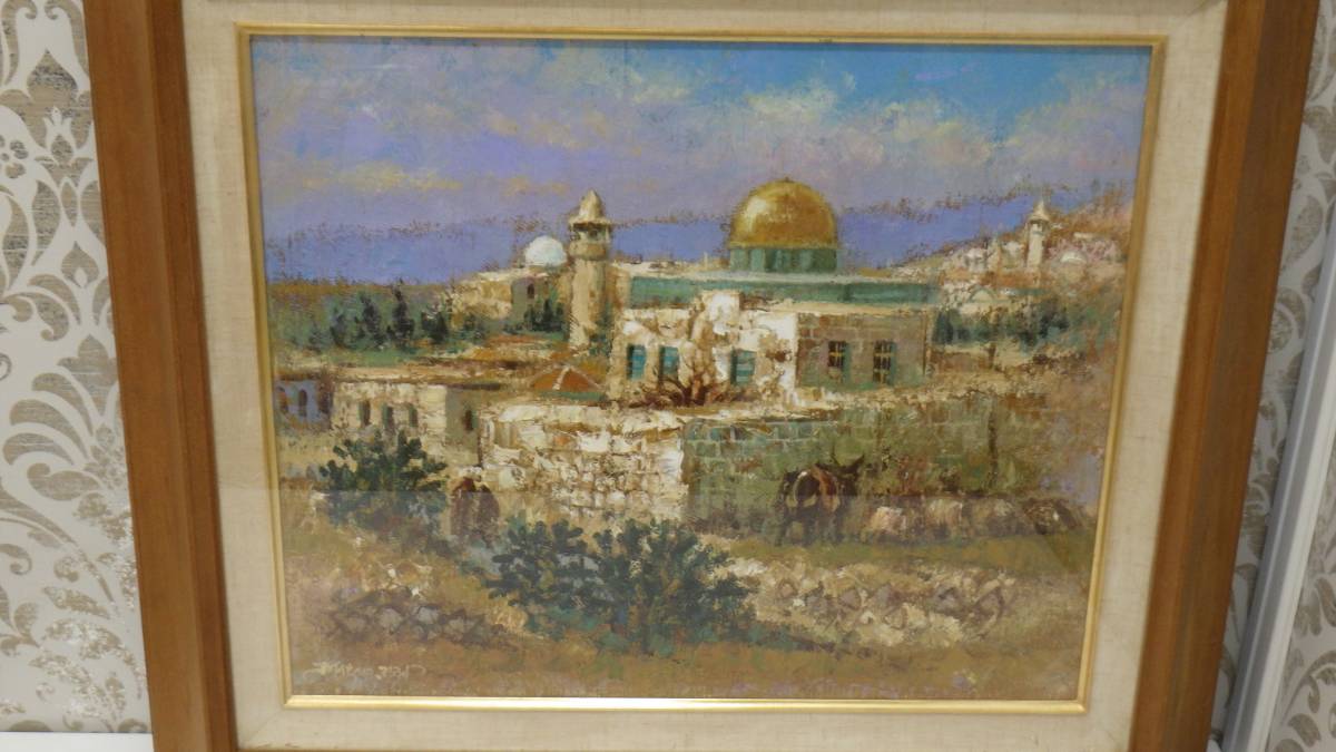 真作WISH松尾洋明「ナザレ風景」油彩 松尾洋明【エルサレム風景】八号