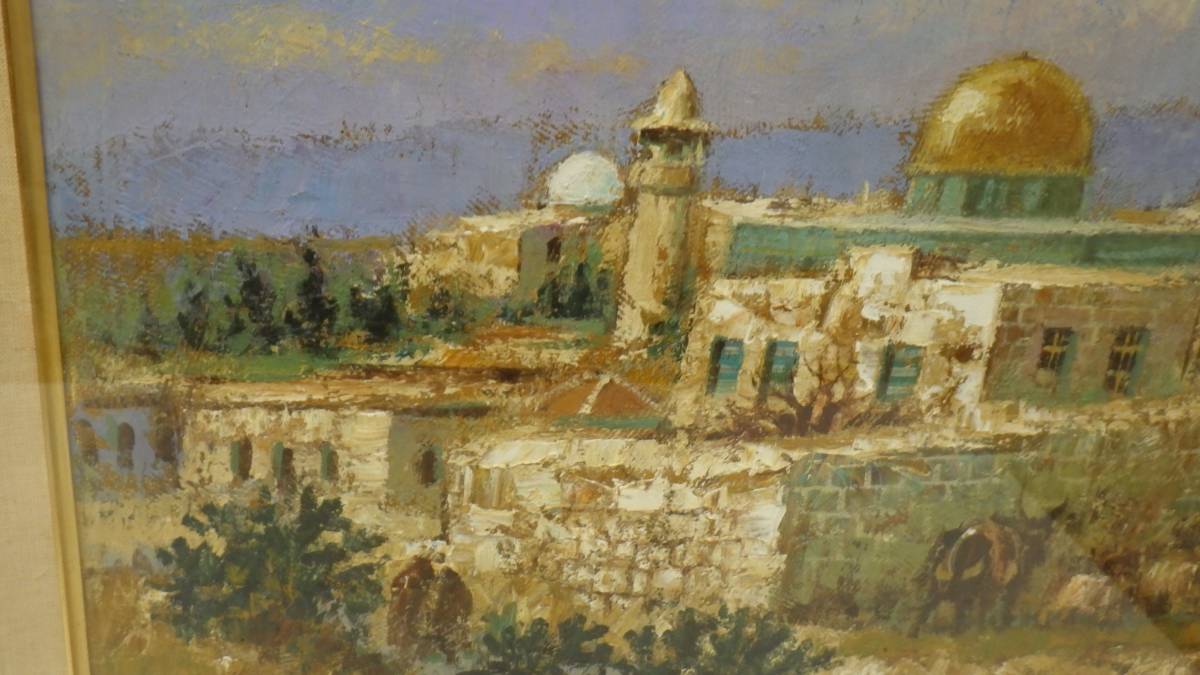 真作WISH松尾洋明「ナザレ風景」油彩 松尾洋明【エルサレム風景】八号