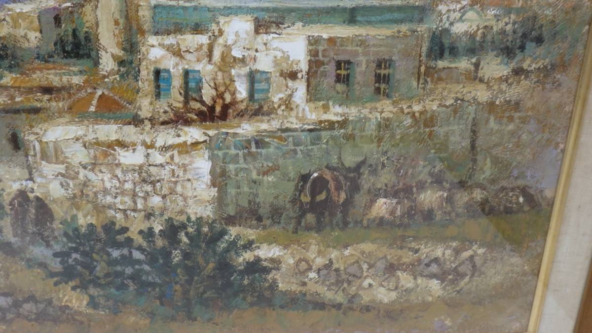 真作WISH松尾洋明「ナザレ風景」油彩 松尾洋明【エルサレム風景】八号