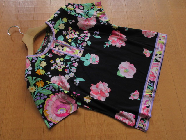 LEONARD 即決LEONARD FASHIONレオナール☆フラワー柄カットソー