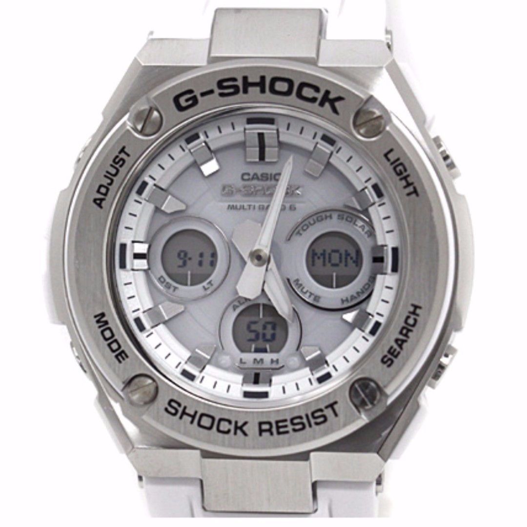 【1円】【新品正規品】【最新作カラー】カシオ CASIO Gショック G-SHOCK G-STEEL アナデジ 10気圧防水 ダイバー ホワイト×シルバー 腕時計
