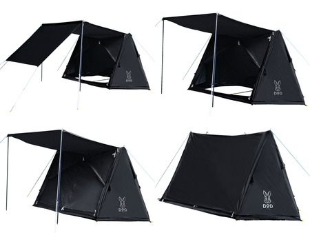 パップ風テント　広いタープスペース　ポリコットン生地　シンプル　2人用