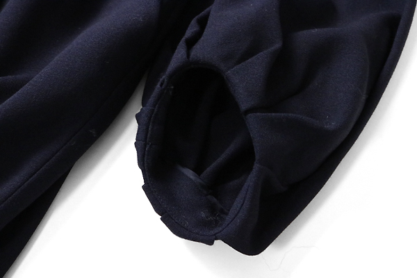 ADORE アドーア ◆ バックスリット ワンピース ネイビー 38 ウール ローウエスト切替 タック オープンバック ◆H-6