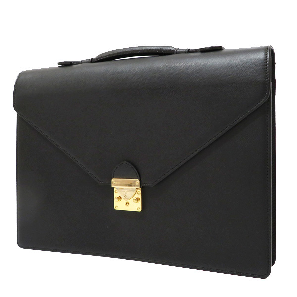 Yves Saint Laurent レザー ビジネスバッグ 新品未使用】イヴサンローラン YSL レザー製 ブリーフケース ブラック
