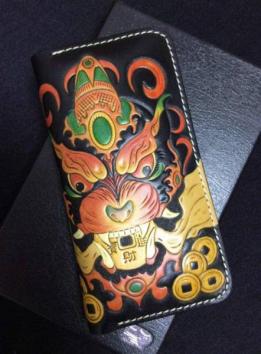 手縫い 手彫刻 栃木レザー仕上げ ラウンドファスナー長財布 【公式通販】
