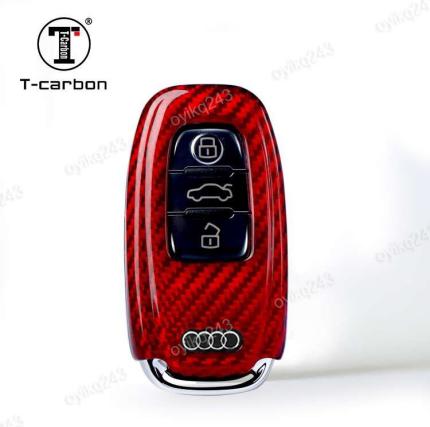 ◆◆アウディ リアルカーボンキーカバー キーケース RED 赤色◆限定色◆即納◆送料無料◆◆ A8 S8 Audi Sport 赤 レッド 新色