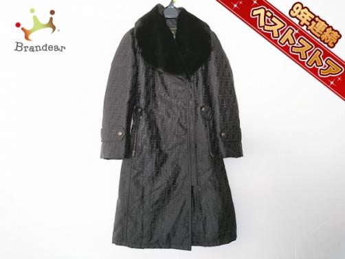 フェンディ FENDI コート サイズ42 M 黒 レディース ジップアップ/冬物/365 ズッカ柄 美品