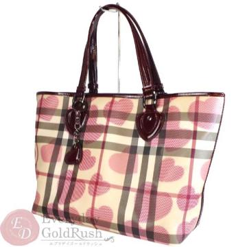 BURBERRY バーバリー トートバッグ ノバチェック ボルドー×ベージュ 赤 