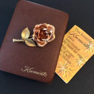 クレメンツ●　大きな薔薇のブローチ　14K　KREMENTZ　刻印　箱入