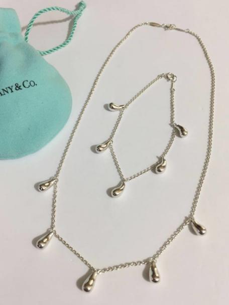 1円～ ティファニー 2点 ティアドロップ 5連 ネックレス