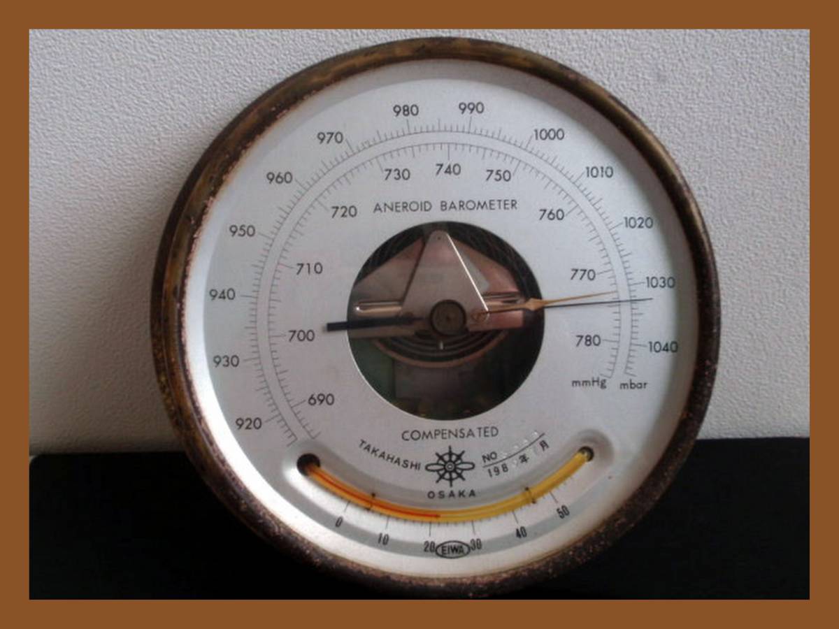 ANEROID BAROMETER　晴雨計 ☆アネロイド 気圧計 晴雨計 温度計 船舶用 ANEROID BAROMETER