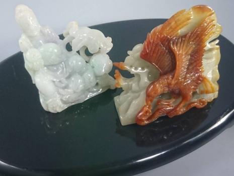 翡翠 置物 中国 美術 骨董 オブジェ 古玩 天然石 縁起物 時代物 Yahoo