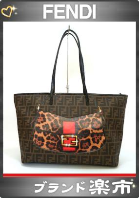〇フェンディ/FENDI〇塩ビ ズッカトートバック 8BH185 レオパード柄 