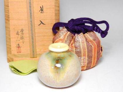 赤膚焼 茶入 メルカリ 茶道具 大塩正人作 仕覆付 共箱 「赤膚焼 Yahoo!
