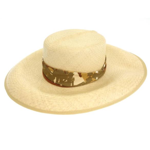 未使用◇Borsalino ボルサリーノ ツバ広ストローハット 麦わら