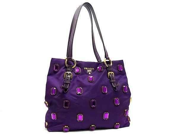 1円 □極美品□ PRADA プラダ ロゴ ビジュー ナイロン トート
