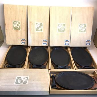 南部鉄器 鉄板/ステーキ皿 ハンドル付 5つセット まとめ ZEROnet