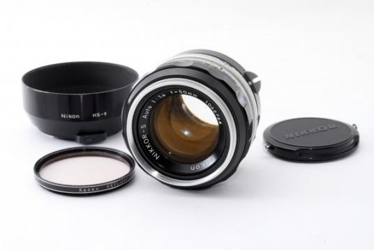 #3364 外観超美品★ニコン Nikon Nikkor-S Auto 50mm F1.4 メタルフード HS-9付き