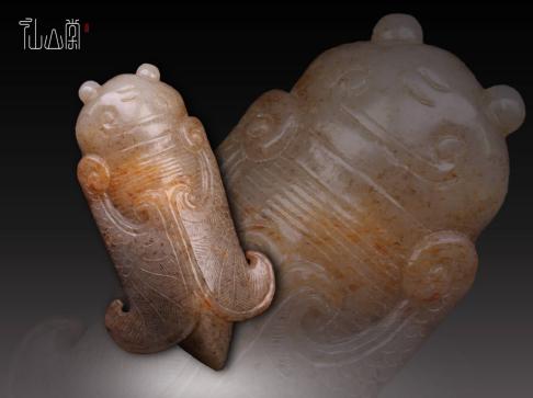 【1803Y20124】中国 漢 和田玉精彫 高古玉『蝉』開運玉器 根付 置物 貴重 珍しい 古玩