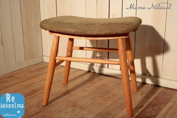 モモナチュラル COMO STOOL アルダー無垢材 スツール 合皮レザー MOMO