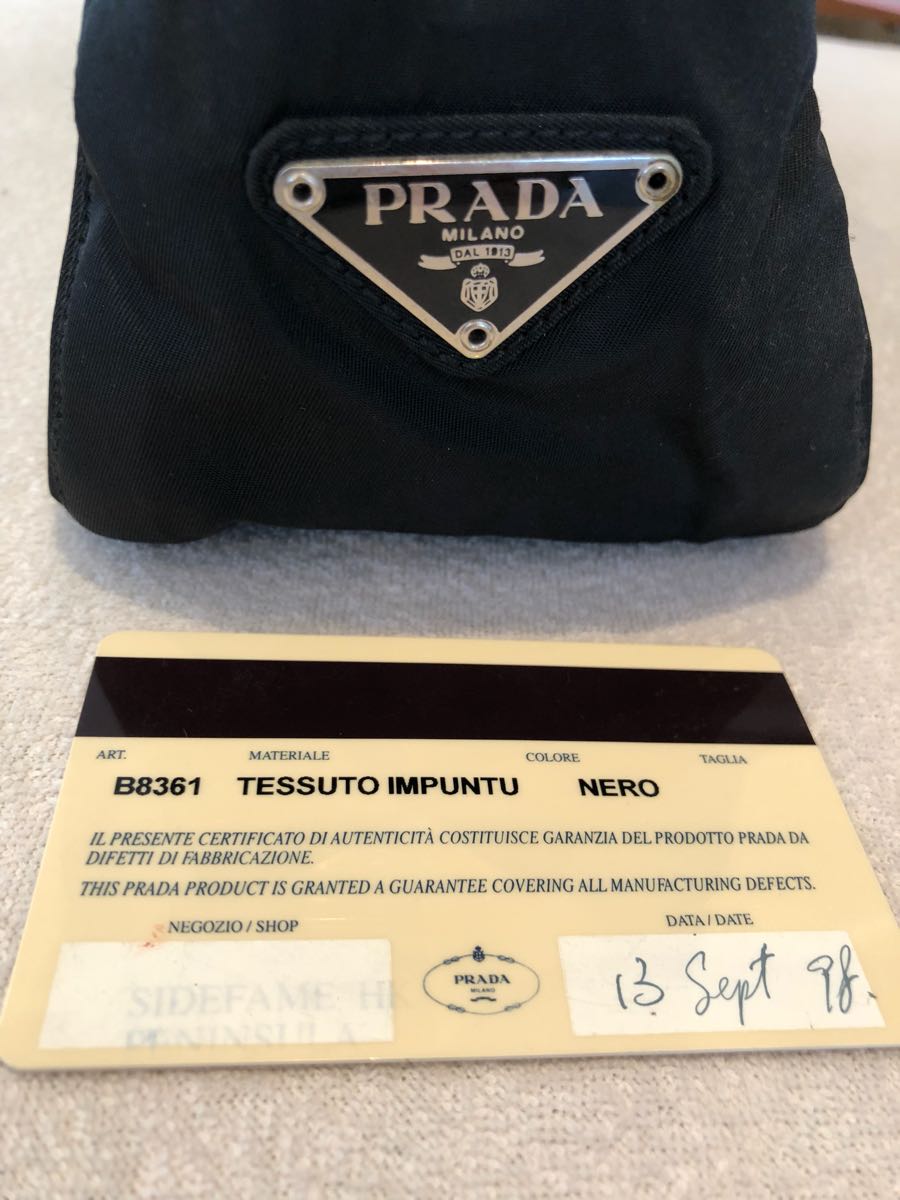 PRADA ナイロン ブラック トートバッグ　ギャランティカード付 USED ☆ PRADA ☆ プラダ トートバッグ ナイロン 革巻プラチェーン