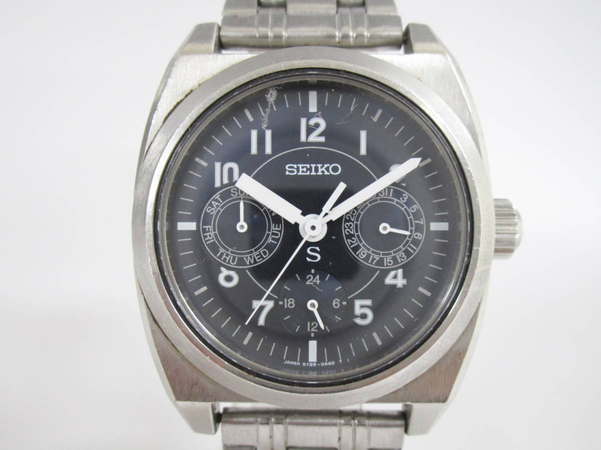 45-2799-25 ♪ SEIKO セイコー 腕時計 5Y89-0A50 トリプルカレンダー