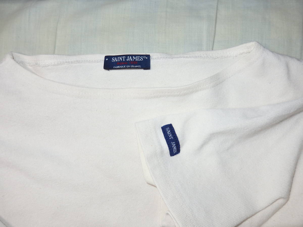 セントジェームス ウエッソンボーダーバスクシャツ　半袖Tシャツ T5 ML ホワイト　白系　ORCIVAL 