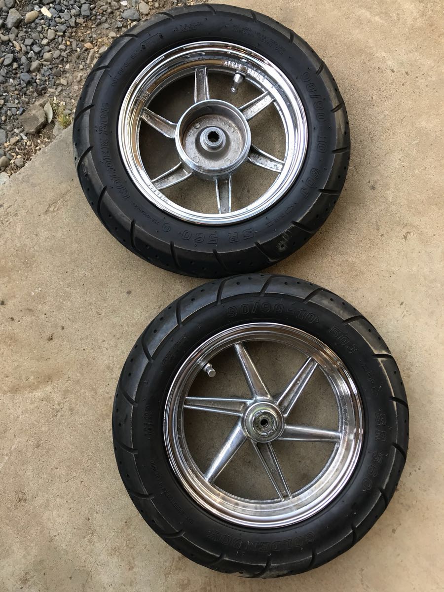ライブディオZX 純正ホイール メッキ 前後セット アルミ タイヤ溝あり