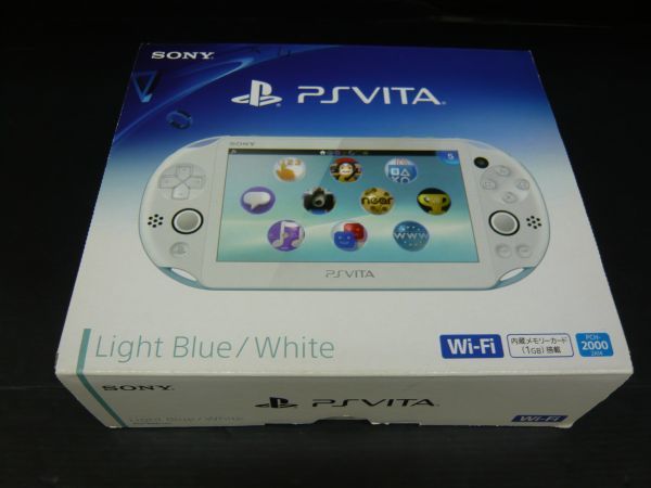 送60サ[29]PSVITA 2000 ver3.65 ライトブルー / ホワイト 本体 と メモカ 8GB セット 中古品