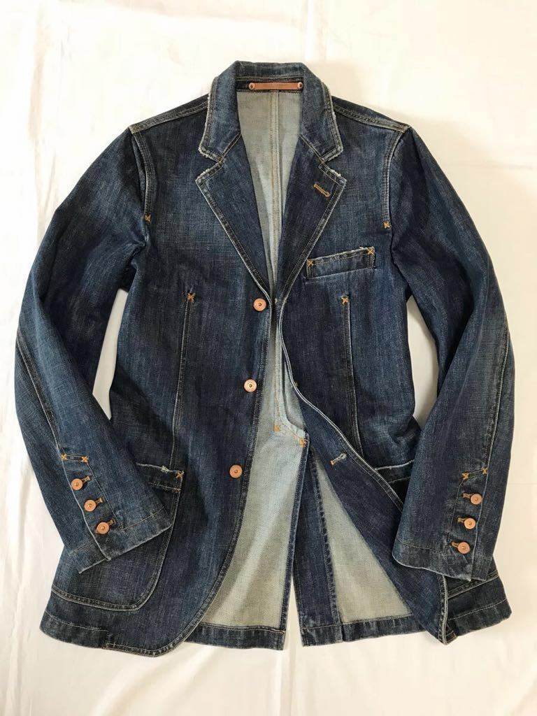 新品同様 デニムジャケットで魅せる【DOLCE&GABBANA/ドルチェ&ガッバーナ 】紳士的な切り返し 襟のクラッシュ加工 デニム ジャケット