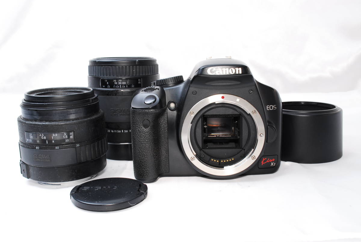 【お買い得，2025】 Canon EOS Kiss X2 SIGMA 35-80mm & 70-210mm ダブルレンズセット レンズフード付き ジャンク(キヤノン)｜売買されたオークション情報、yahooの商品情報をアーカイブ公開 - オークファン キヤノン