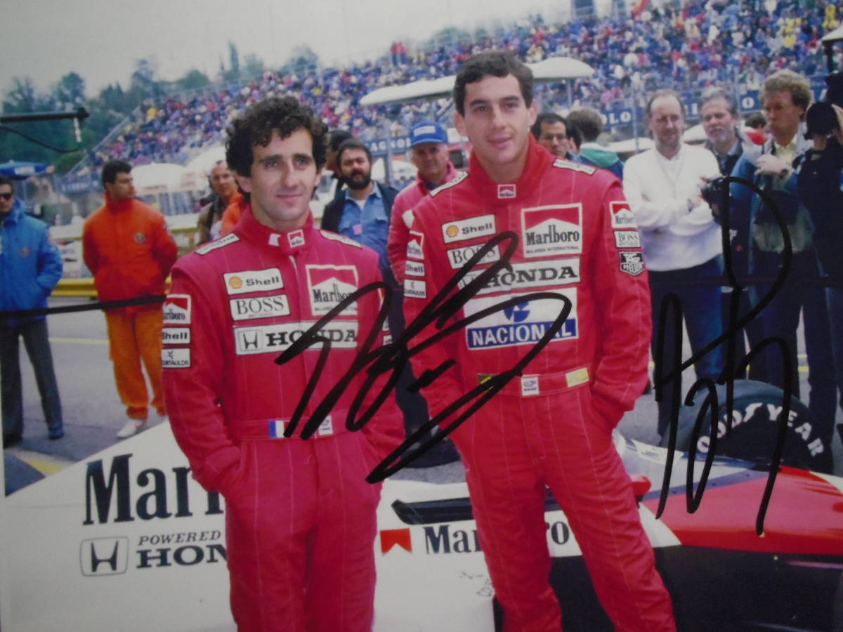 アイルトン・セナ アラン・プロスト☆直筆サイン入り写真☆F1レーサー 