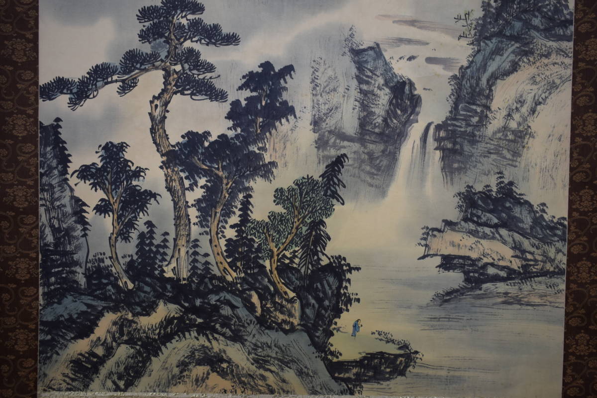 真作】/観山/彩色山水人物画賛/桐共箱付/布袋屋掛軸HE-846 2026年最新