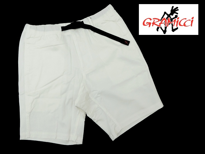 新品 GRAMICCI グラミチ NN-SHORTS 製品染め ストレッチ ベルト付き クライミング ショートパンツ ショーツ 白 M / n614-9