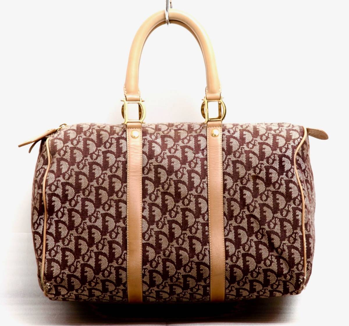 Christian Dior ディオール トロッターボストンバッグ ジャガード×レザー